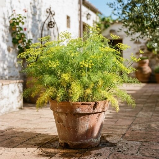 Bruco verde del macaone su stelo di finocchio selvatico in un orto domestico italiano